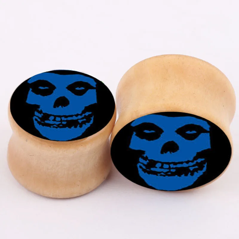 new skull explosion real wood bones ear piercing jewelry font b earrings b font PLUG expansion