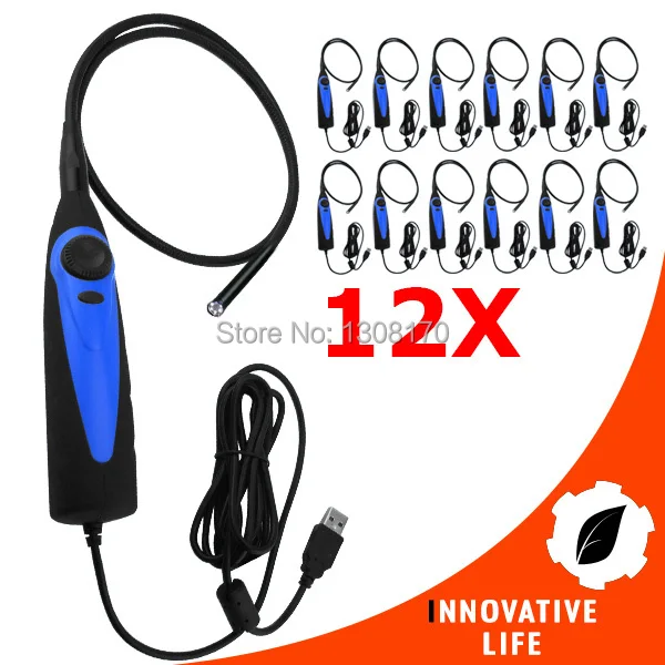 

12 x pieces USB 7mm Camera Head Video Inspection Borescope 6 LED Light Endoscope Pipe Snake Scope 830mm Flexible Tube Waterproof