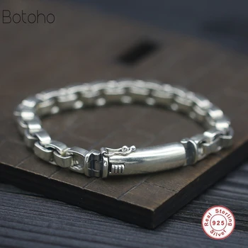 

Genuine 100% Genuine Pure 925 Sterling Silver Men's Bracelet Fashion Punk Style Thai Silver Bracelet Bracelet Men's Jewelry 2018