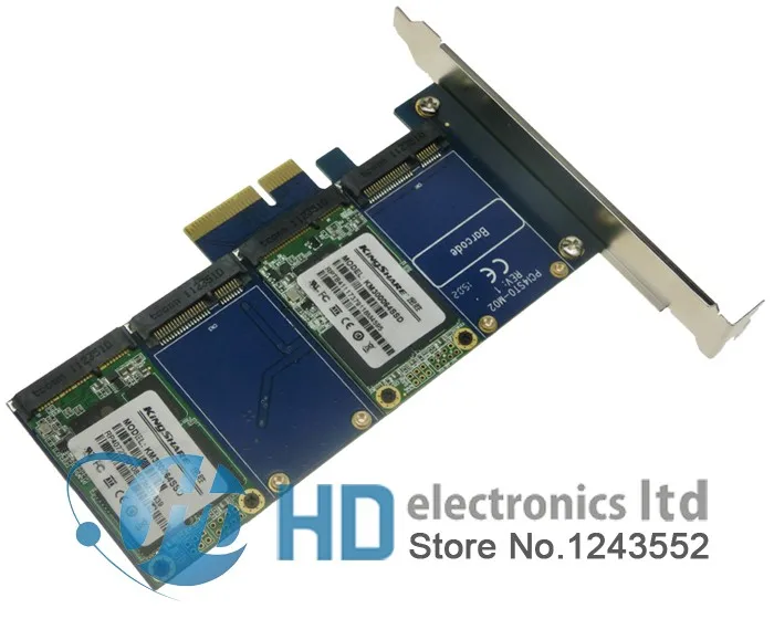 4 mSATA SSD PCI-e гибридный контроллер карты RAID0 RAID1 RAID10 Marvell HyperDuo SATAIII PCIe flash решения разгоняет базы данных