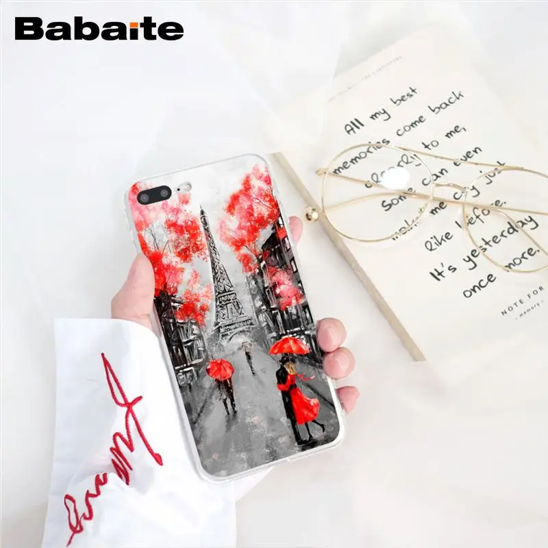 red umbrella in Paris London Eiffel Tower New york Lover Autumn Maple 