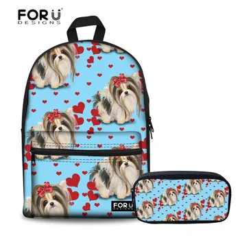 

FORUDESIGNS School Bag Teenage School Backpack Yorkie Dog Printed Satchel Schoolbag for Girls Backpacks Rucksack Mochila Escolar