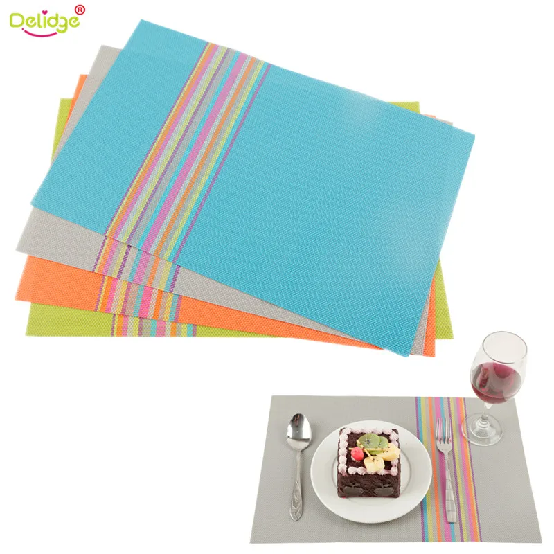 

Delidge 1pc 4 Color Heat-insulated Placemat Dining Table Mats Set PVC Table Bowl Pad Napkin Dining Tray Mat Kitchen Utensils