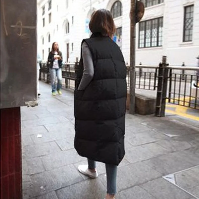 New Autumn Winter Women Vest Long Sleeveless Coat Cotton Warm Women's Waistcoat Fashion Female Vest Jacket