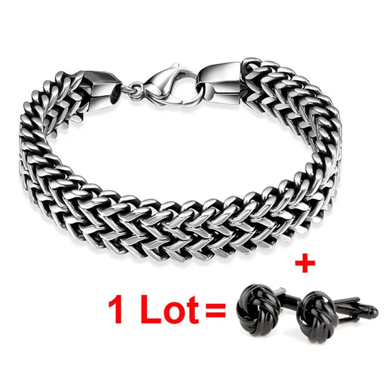 

Fashion 316L Stainless Steel Bracelet Mens Custom Bracelets Bangles 12mm Width Wrist Band Hand Chain Jewelry Gift Free Cufflinks