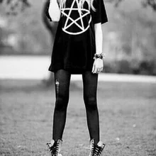 Pentagram T Shirt Women Graphic Harajuku T-shirt Gothic Short Sleeve Tops Tee Cotton Loose Women Shirts