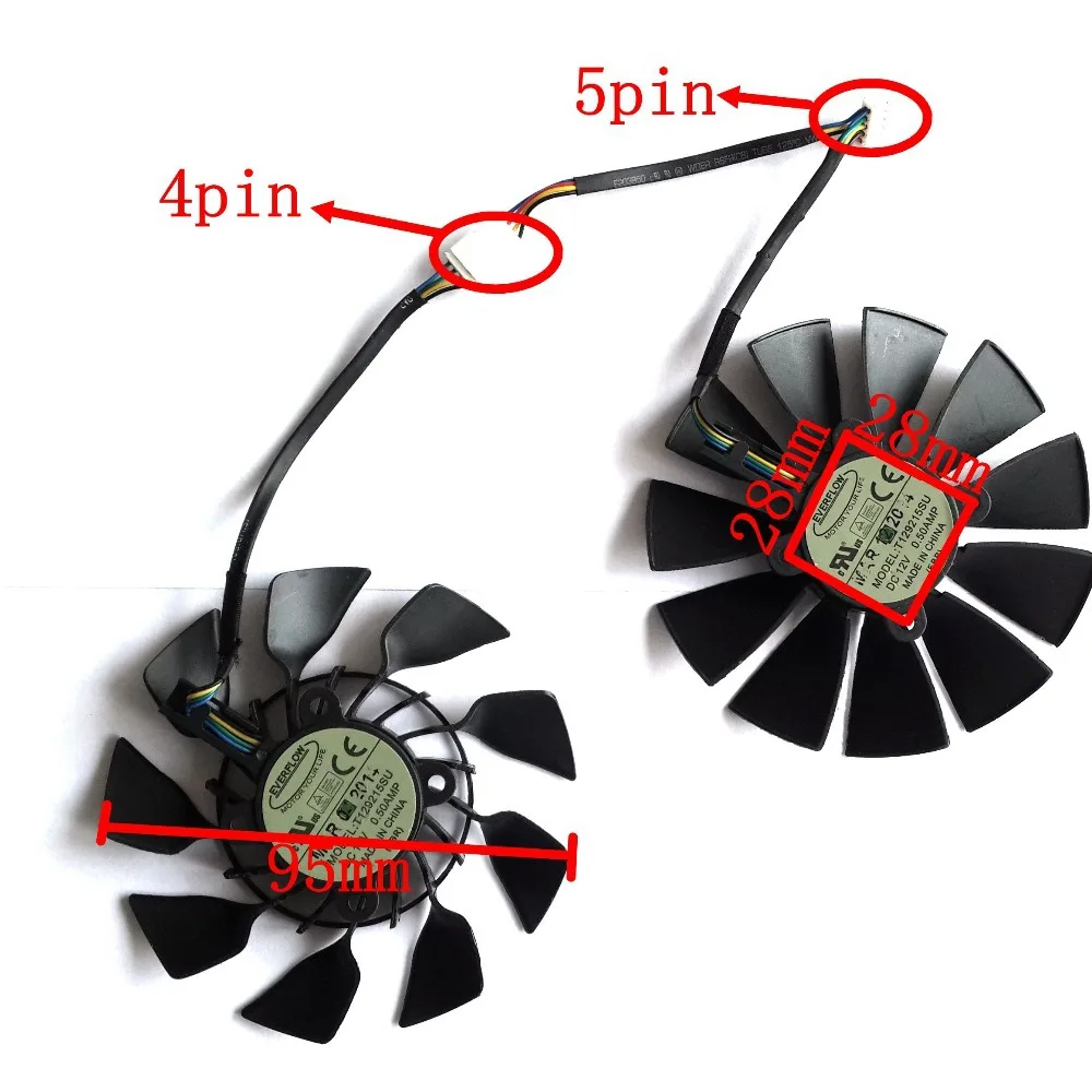 Оригинальный вентилятор охлаждения EVERFLOW T129215SU 2 шт./лот 12 В 0.5A 28X28X28X28mm для ASUS