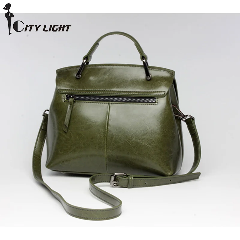 Brand Genuine Leather Women Handbag Design Casual Ladies Shoulder Messenger Satchel Bag Female Solid Leather Bags