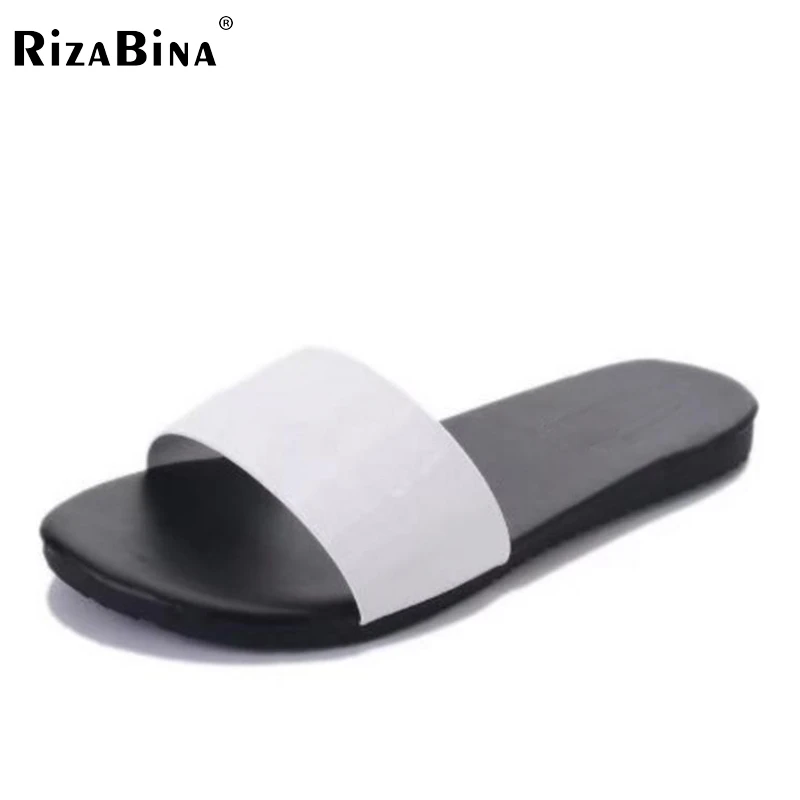 

RizaBina Summer Lady Flat Sandals Solid Color Beach Shoes Women Flats Vacation Beach Concise Female Footwears Size 35-40