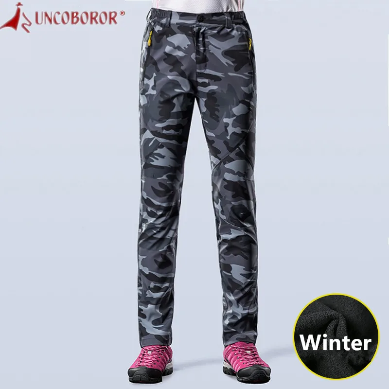 

Warm Winter Women's Camo Pants Hiking Pants Women Waterproof Outdoor Sport Trousers Female Softshell Pants Wintersport Trousers