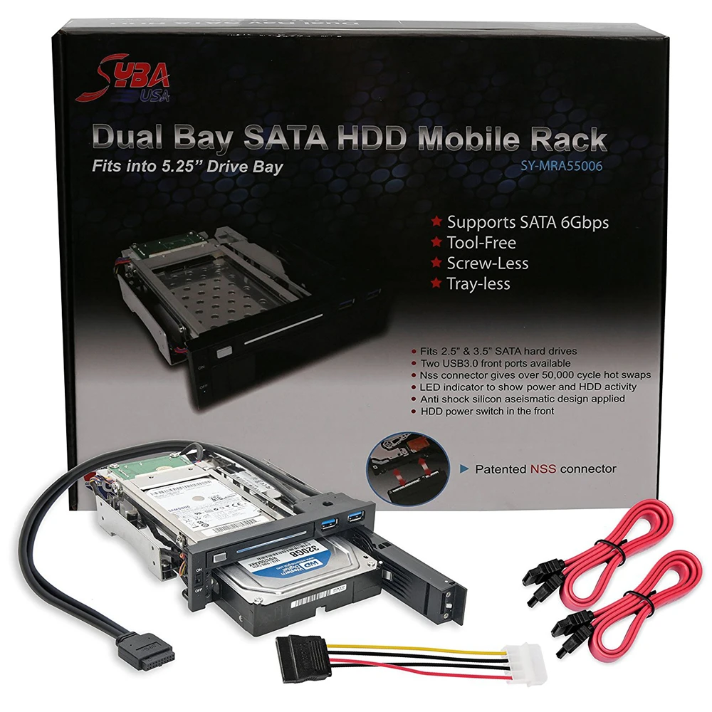 Большая распродажа 5 25 &quotBay Tray Less Mobile Rack для 3 5&quot и 2 &quotSata III HDD с дополнительным