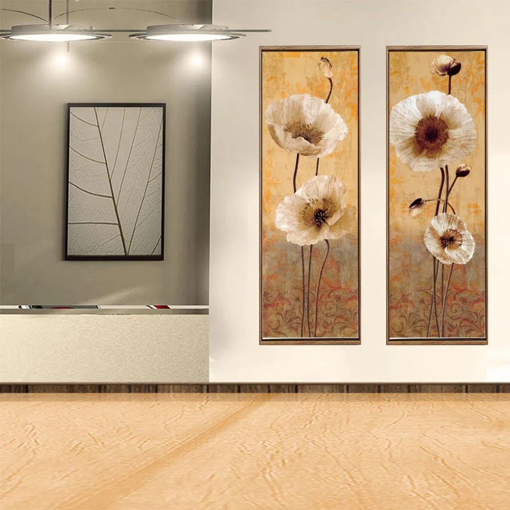 Classical Flowers Canvas Paintings Unframed Large Size Bronze Color ...