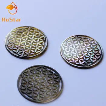 

20pcs/lot Natural Black Round Flower of Life Mother of Pearl shell for DIY Jewelry Flower of Life MOP Pearl shell For Earrings