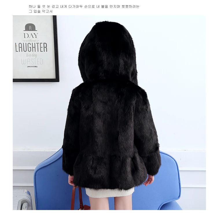 Discount 2019 Fashion new children mink fur coat Sweet girls fur coat real mink coat hooded winter kids fur jacket FDL502 4