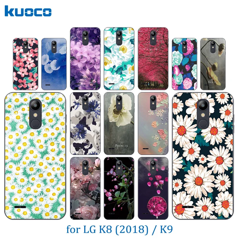 

5.0" for Capa LG K9 / K8 2018 Luxury TPU Phone Cases Blossom Pattern for LG K 9 K 8 2018 Soft Silicone Back Cover Fundas