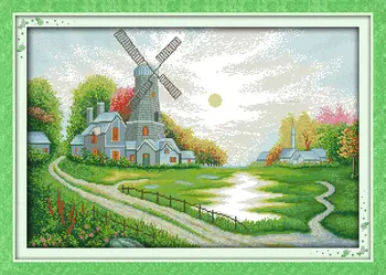 

Windmill shed Printed on Canvas DMC Counted Chinese Cross Stitch Kits printed Cross-stitch set Embroidery Needlework