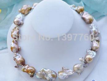 

Miss charm Jew.155 LAVENDER BAROQUE KESHI REBORN PEARL NECKLACE A