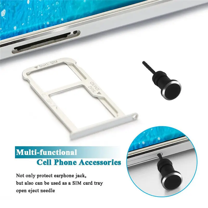 Semoic USB C Aluminum Dust Plug Set Type-C Charging Port 3.5Mm Headphone Jack Cell Phone Accessories for Mate 20
