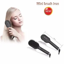 HTG Mini Hot brush hair straightener iron Hair Straightener Brush Comb Detangling fast Straightening Irons Hair Brush comb