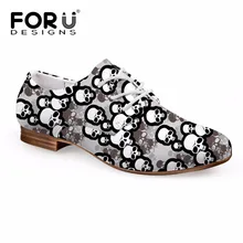 FORUDESIGNS/модные женские туфли-оксфорды с милым черепом; кожаная обувь на плоской подошве со шнуровкой; Женские Повседневные Дышащие Туфли-оксфорды