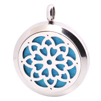 

10pcs Flower Aromatherapy Essential Oil Surgical Stainless Steel Pendant Necklace Perfume Diffuser Locket with Felt Pdas