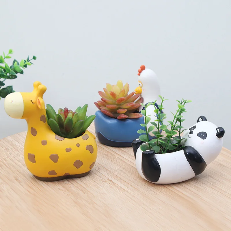 Petits Pots De Bureau Mignons Animaux De Dessin Anime Panda Girafe Zebre Mini Pot De Fleurs Aliexpress