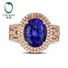 CaiMao 18KT/750 oro rosa 4,3 ct Natural si azul tanzanita AAA 0,52 ct corte redondo diamante compromiso piedras preciosas anillo de la joyería ► Foto 1/6
