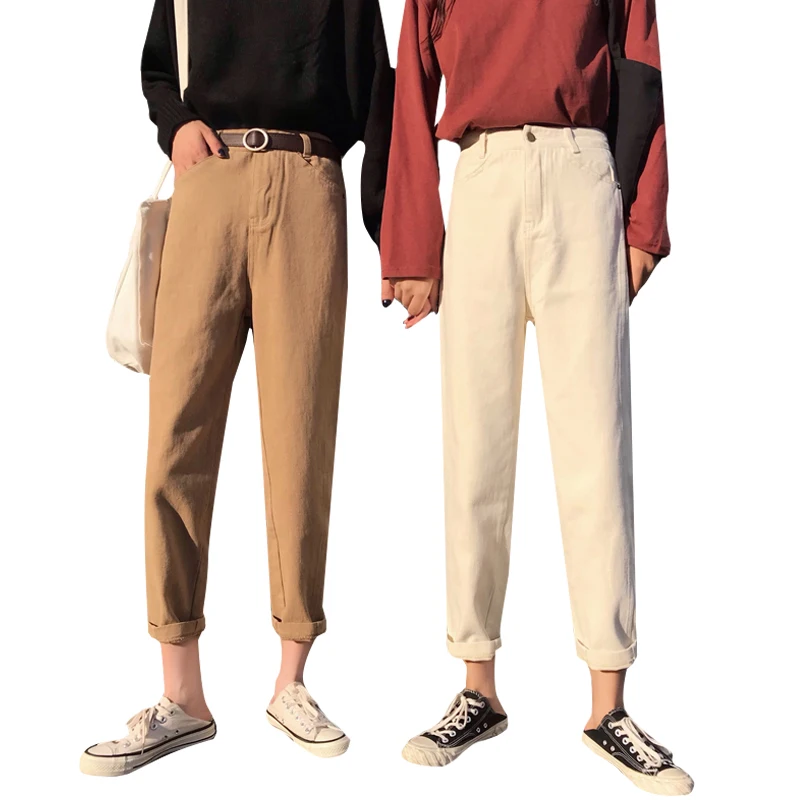 2019 Real Sale Mom Jeans Women's Loose Irregular Seam Jeans In Autumn And Winter High Waist Straight Trousers Wide Legs Student