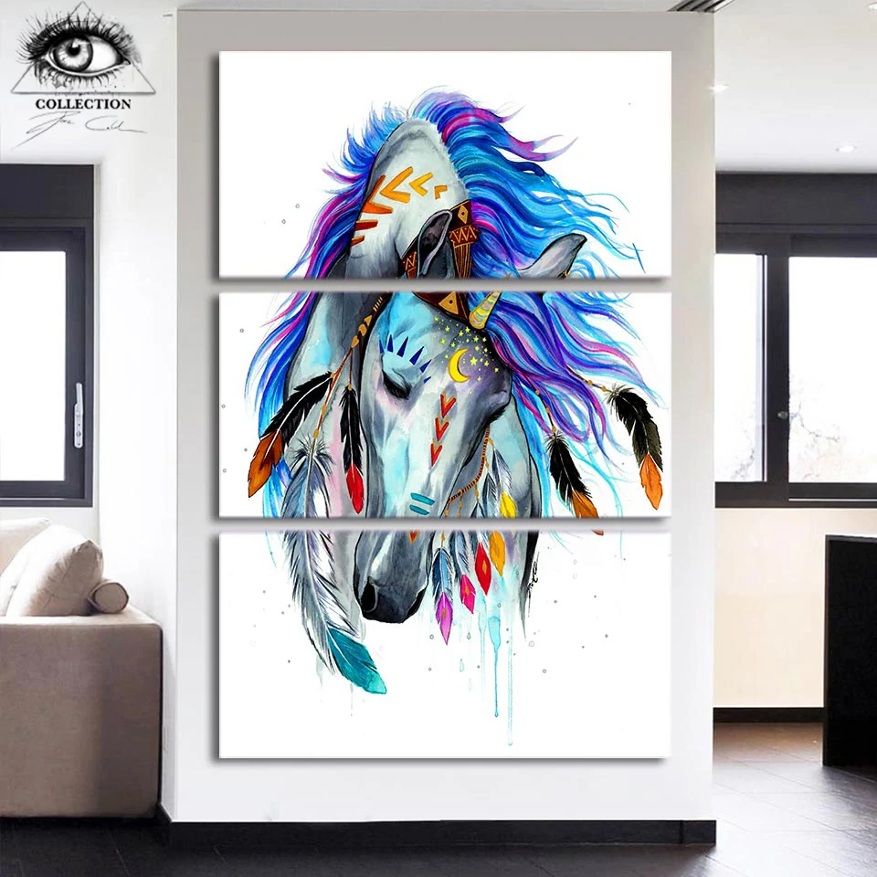 comprar Cavalo por Pixie Frio HD tela de impressão de Arte 3 peça arte Decorativa Pictures Parede Pictures Para Sala de estar Com Quadro CU 3107C