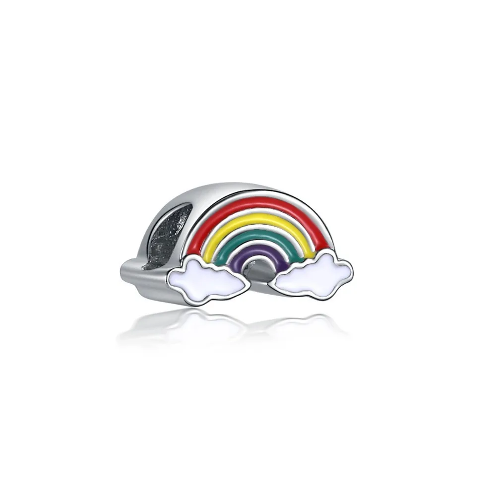 

5PCS Wholesale Silver Metal Plated Enamel Rainbow Cloud Bead Fit Original Bracelets Necklace Accessories Bijoux Halloween Gift
