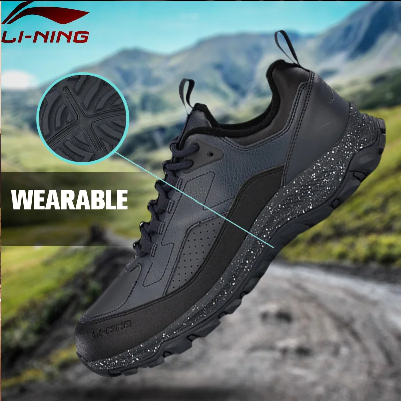 Li Ning Men Hiking Boots Warm Shell Walking Sport Shoes Comfort