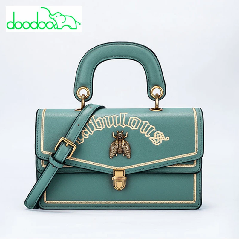 

2018 European and American Vintage Chain Crossbody Bags Fashion Bee Logo Design Luxury Women Leather Shoulder Messenger Bags Sac