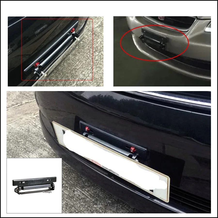 Car Accessories Adjustable Universal American Standard Car carbon Fiber License Plate Bracket Car Modification (7)