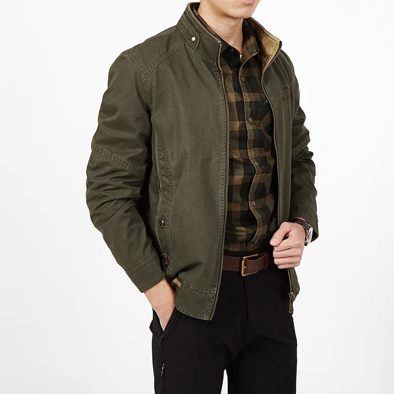 Plus Size 7XL 8XL Autumn Winter Double-sided Wear Casual Mens Jackets Coats Pure Cotton Military Ja