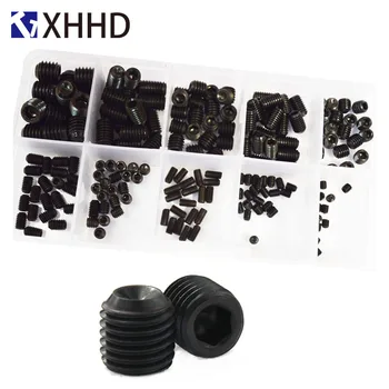 

Set Grub Hex Socket Head Cap Screw Metric Thread Hexagon Headless Machine Bolt Set Assortment Kit Box Black M3 M4 M5 M6 M8