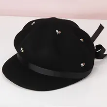 Дамские модные козырьки шляпы для девочек, осенне-зимние шерстяные шапки, Женская Шерстяная кепка для отдыха, корейский стиль, берет в британском ретро стиле, шапки на утином пуху, B-8906