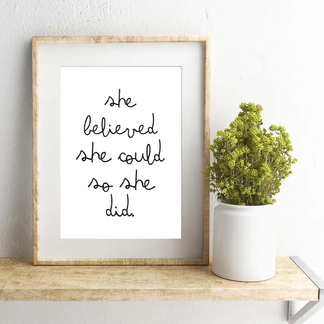 Inspirational Quote She Believed Could So Did Modern Inspirational Quote She Believed Could So Did Modern Minimalist Picture Poster Canvas Wall Paintinghome