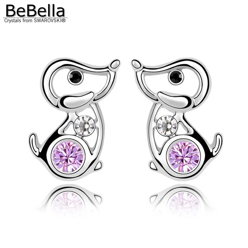 Серьги пусеты BeBella с кристаллами Swarovski для милых собак оригинальные модные