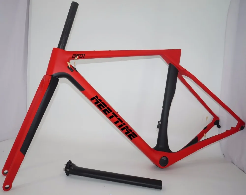 MEETTIME Carbon Fiber Gravel Bike Frame 142x12 Thru axle and 135x9 QR Carbon Road Bike Framein