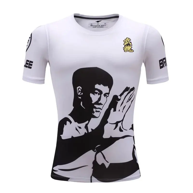 2017 Men sport gym Martial Arts Compression T shirt Running Fitness