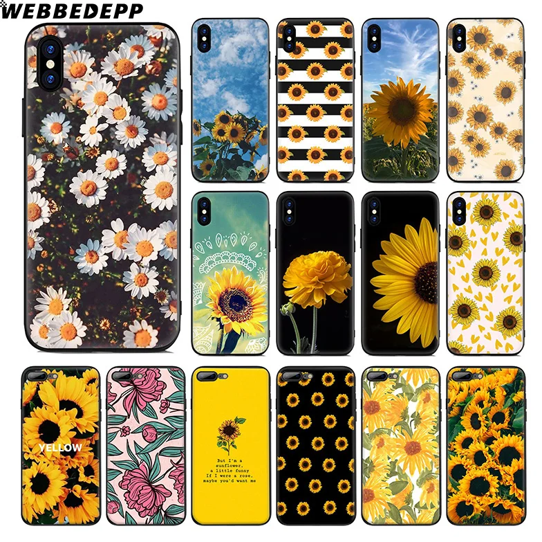 WEBBEDEPP Мягкий силиконовый чехол с желтым цветком от солнца для Apple iPhone 11 Pro Xr Xs Max X