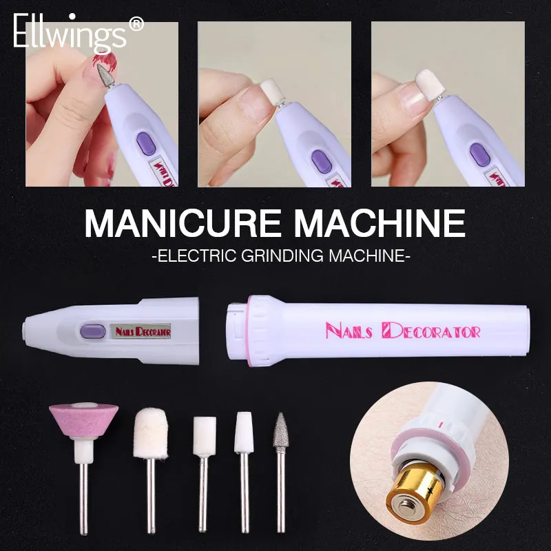 Ellwings 5 Bits/Set Electric Manicure Drill Nail Art Tools Accessory