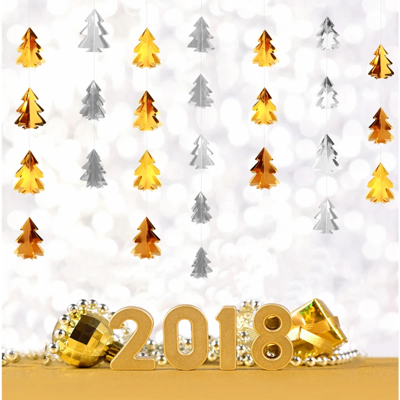 Christmas Tree Banner Flag New Year Party Decoration Paper Trees