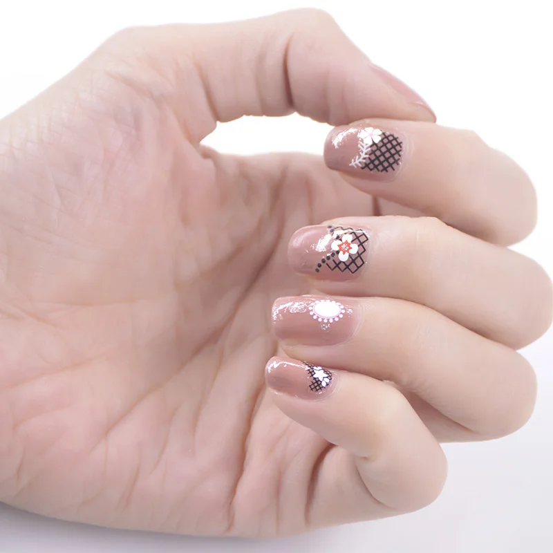 30 листов Ассорти черный кружевной цветок стикеры 3D на ногти Nail Art самоклеющиеся наклейки для ногтей 3D наклейки для татуировки ногтей(NTL-B