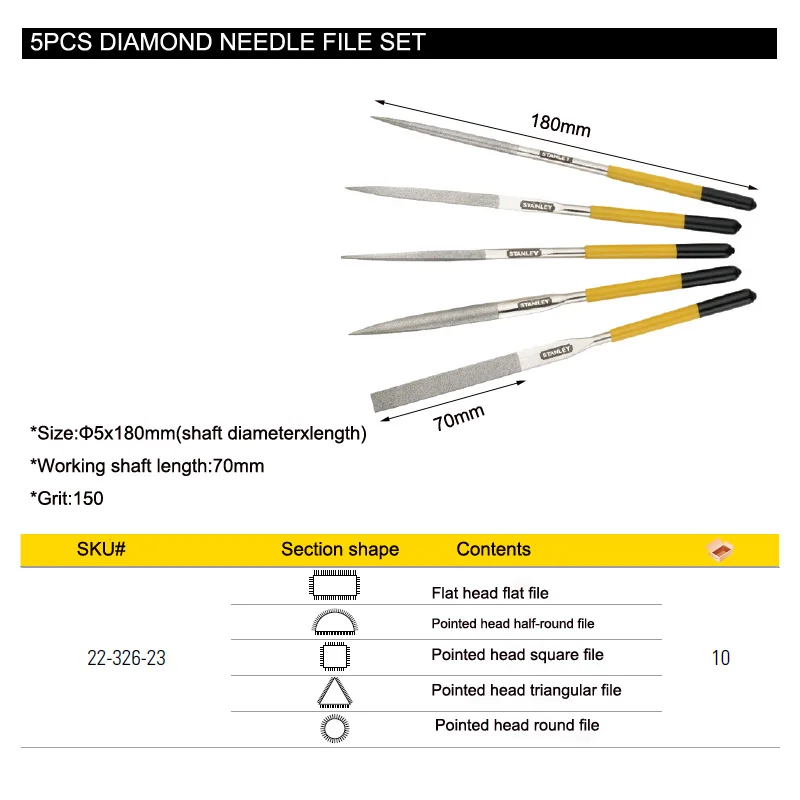 22-326-23 dimond needle files set 5pcs size