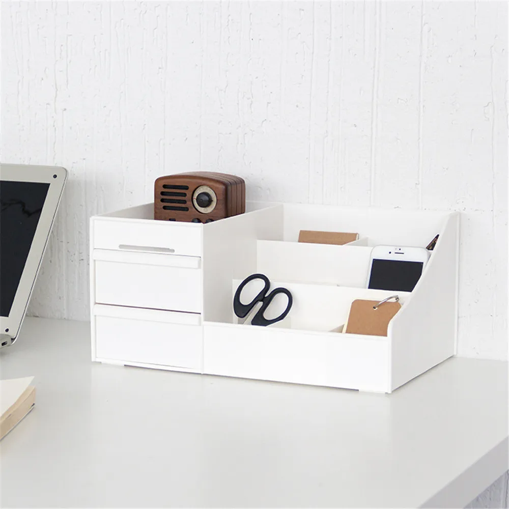 Koop Minimalistische Plastic Opbergdoos Lade Nieuwe Wit Bureau Opslag Lade Box Organizer Diversen Cosmetica Container voor Thuis Office Decor
