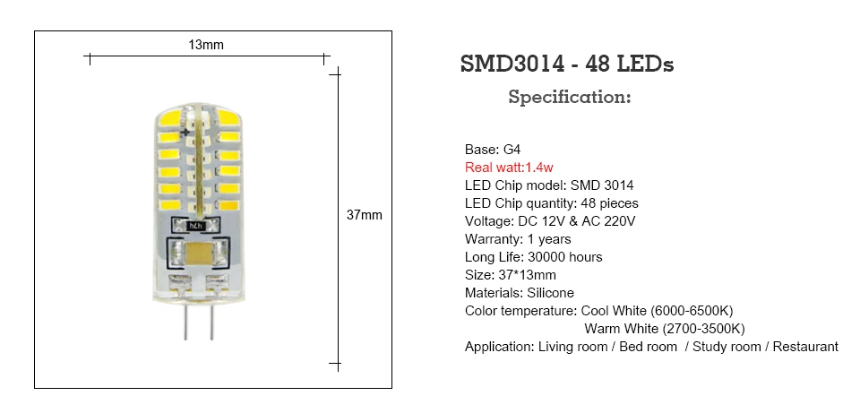 KARWEN 10 шт. светодиодный G4 лампа высокой мощности 3 Вт SMD2835 3014 DC 12 В AC 220 В светильник 360 Угол луча заменить для хрустальной люстры