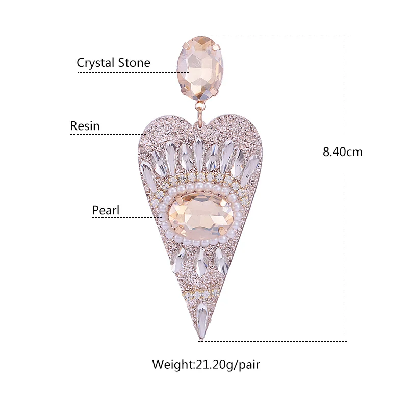 Sehuoran Brincos, большие серьги из смолы, Роскошная подвеска в виде сердца с кристаллами, роскошные высококачественные серьги в стиле бохо, стразы, серьги