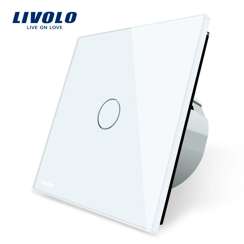 Livolo Luxury White Crystal Glass Wall Switch Touch Switch Normal 1 Gang 1 Way Switch C701