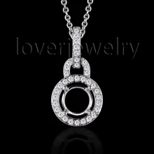 Классический 14 к белое золото алмаз полу крепление установка кулон 6,5 мм круглой огранки ювелирные изделия WP032